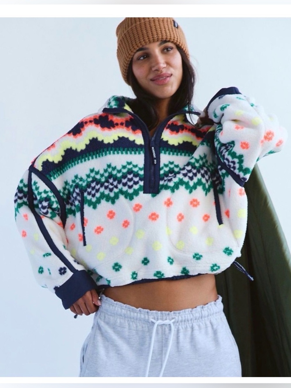 FREE PEOPLE x movement Mountain High Printed Half Zip Fleece size medium - Picture 2 of 11